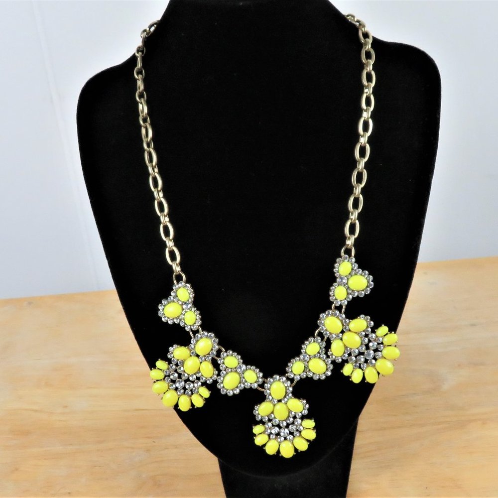 J. Crew Neon Yellow Flower Statement Necklace